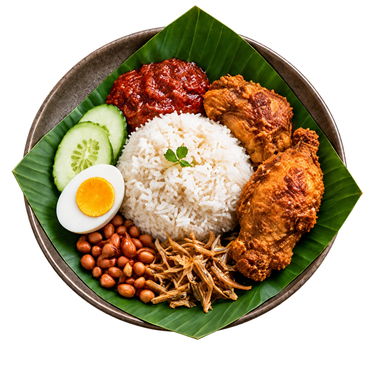 Ilustrasi nasi lemak asal mockup, dijana AI.