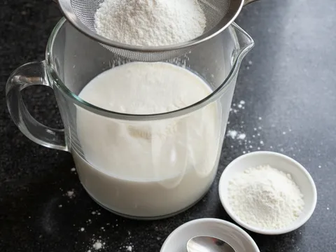 Tepung beras dan tepung gandum dimasukkan ke dalam adunan nasi kisar untuk dikisar sebati