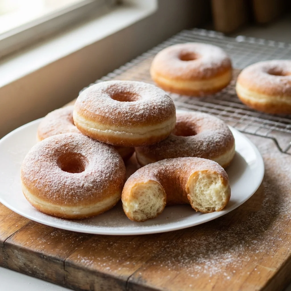 Donut Gebu Lembut Salut Susu Tepung dan Gula Aising