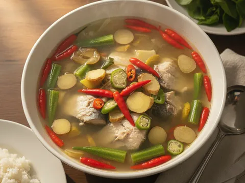 Cili padi ditabur ke dalam periuk ikan singgang sebelum api ditutup dan dihidang