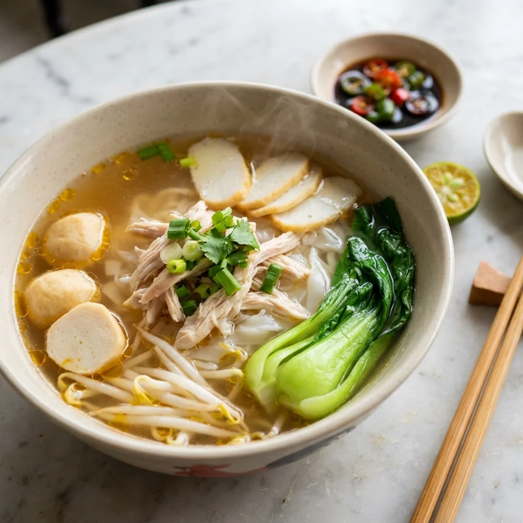 Kuey Teow Theng Penang: Sup Ayam Jernih & Minyak Bawang Putih