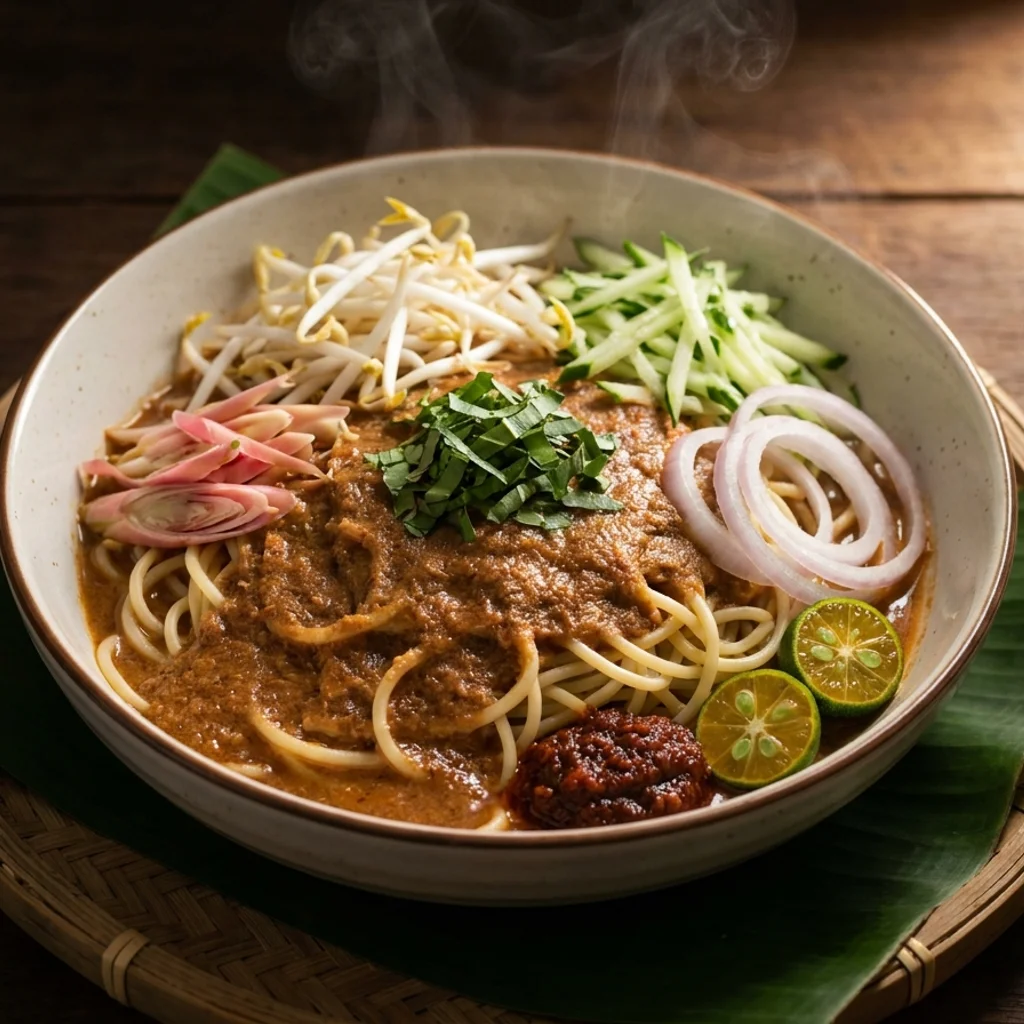 Resepi Laksa Johor Kuah Ikan Pekat dengan Spaghetti
