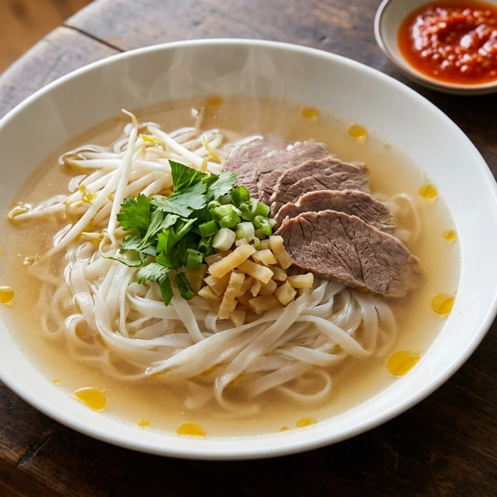 Mee Champa Kuah Tulang Lembu dengan Sambal Lada
