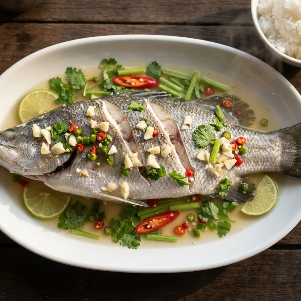 Siakap Stim Limau Ala Thai Kuah Bawang Putih